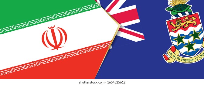 Iran and Cayman Islands flags, two vector flags symbol of relationship or confrontation.