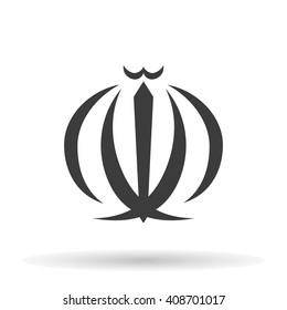 Iran coat of arms  isolated on white background, vector illustration stylish
