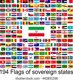 Iran, Kollektion von Vektorillustration-Bildern von Flaggen der Welt