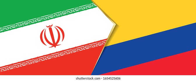 Banderas de Irán y Colombia, dos banderas vectoriales símbolo de relación o confrontación.