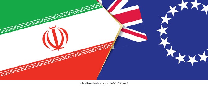 Banderas de Irán y las Islas Cook, dos banderas vectoriales símbolo de relación o confrontación.