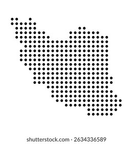 Iran country dotted map. Black spot pixel illustration isolated on white background. Vector circle mosaic.
