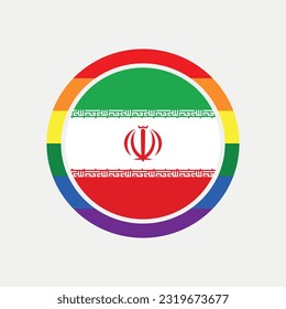 Iran country flag circle - lgbt flag graphic element Illustration template design
