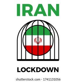 iran country flag lockdown corona virus covid-19 in cage