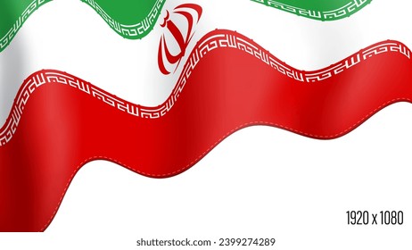 Iran country flag realistic independence day background. Iranian commonwealth banner in motion waving, fluttering in wind. Festive patriotic HD format template for independence day