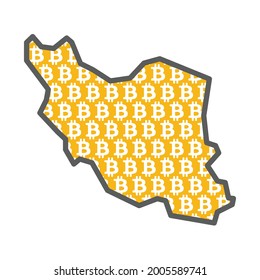 Iranische Landkarte mit bitcoin crypto Currency Logo