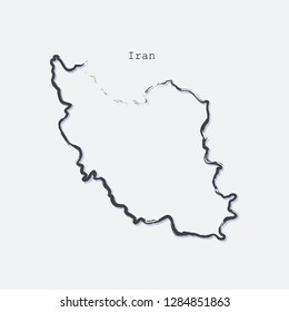 Iran country map line shape. Brush style. Vector illustration