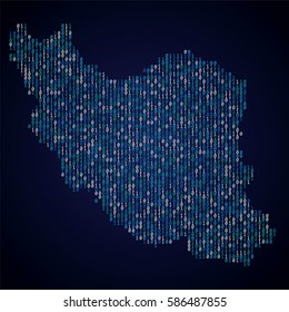 Iran country map made from binary code numbers. 

