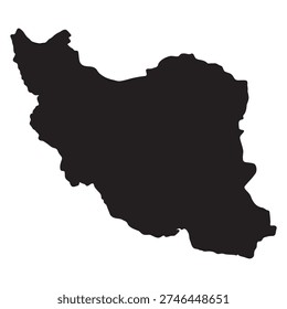 Iran country silhouette map vector, geopolitical borders, Persian Gulf coastline