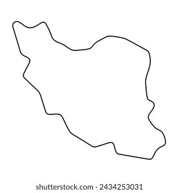 Iran country simplified map. Thin black outline contour. Simple vector icon