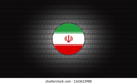 Iran cyber attacks design vector illustration background