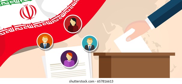 Iran democracy political process selecting president or parliament member with election and referendum freedom to vote vector