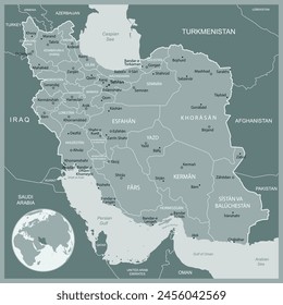 Iran - detailed map with administrative divisions country. Vector illustration