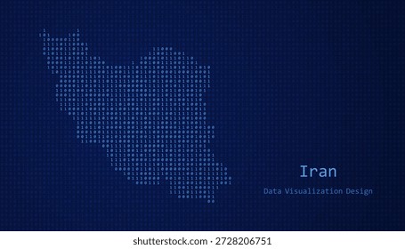 Irán Mapa digital formado con unos y ceros para el diseño de visualización de datos