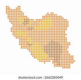 O Irã pontilhou o mapa. Mapa de estilo digital do país sobre fundo branco. Irã forma com pontos circulares. Estilo de pontos coloridos. Círculos grandes. Ilustração de vetor simples.