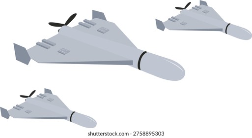 Irán drones shahid guerra de combate drones guerra mundial Militar Suicide Drones o Kamikaze Loitering Munición Ilustración