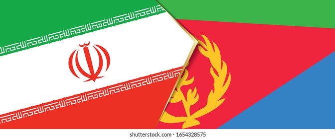Iran and Eritrea flags, two vector flags symbol of relationship or confrontation.