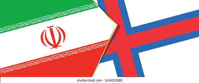 Iran and Faroe Islands flags, two vector flags symbol of relationship or confrontation.