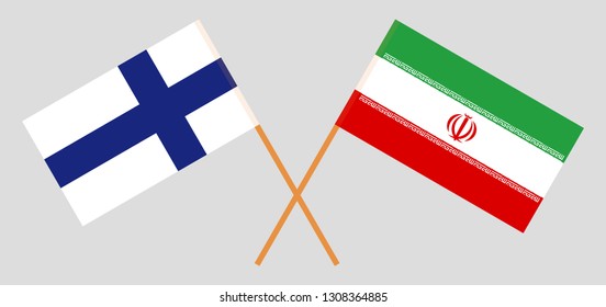 Iran and Finland. The Iranian and Finnish flags. Official colors. Correct proportion. Vector illustration