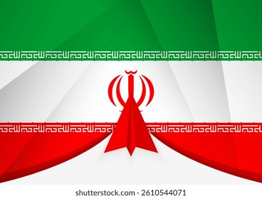Iran Flag with Abstract Paper Airplane Design, National Flag in a geometric folded paper style. Vector illustration.