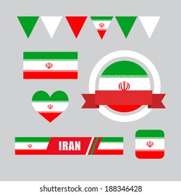 Iran flag, banner and icon patterns set illustration