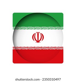 Bandera de Irán - detrás del agujero de papel circular con sombra interior.