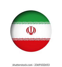 Die iranische Flagge - hinter dem zerschnittenen Kreissenpapier-Loch mit innerem Schatten.