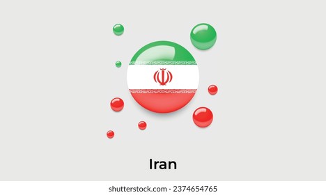 Iran Flagge Blase Kreis rund Form Symbol bunte Vektorgrafik