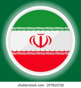 Iran flag button on green background