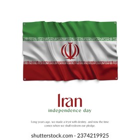 Iran Flag, Celebrating Independence Day. Abstract waving flag on white background Country Flag.