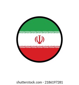 Iran flag in a circle On a white background