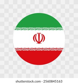 Iran flag - circle vector flag isolated on checkerboard transparent background