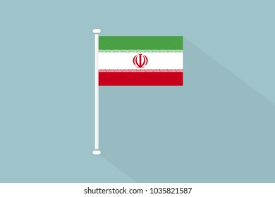 Iran Flag with flagpole,vector illustration