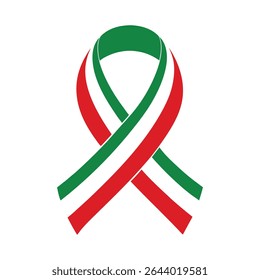 Bandeira do Irã formando laço de fita sobre fundo branco