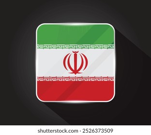 Iran flag glossy square icon illustration 
