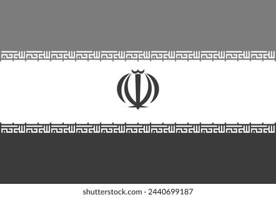 Bandera de Irán - ilustración vectorial monocromática en escala de grises. Bandera en blanco y negro