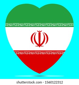 Iran Flag In Heart Shape Vector