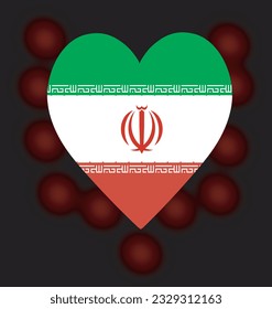 Iran flag heart. vector illustration solated on black background