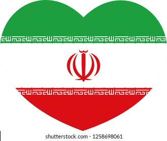 Iran Flag, Heart Vector, Sticker, Eps10