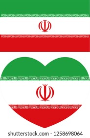 Iran flag, Heart vector, sticker, eps10