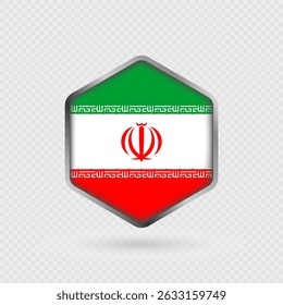 Icono de la bandera de Irán en forma de hexágono.