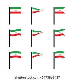 ícono de bandera iraní con Ilustración vectorial de polo