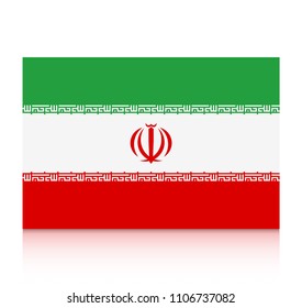 Iran flag icon with reflection isolated on white background.