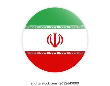 Icono de la bandera de Irán. Bandera redonda del diseño del icono de Irán, Ilustración vectorial