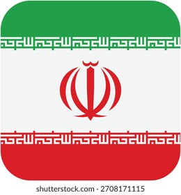 Icono de la bandera de Irán – Cuadrado redondeado con emblema rojo y blanco verde
