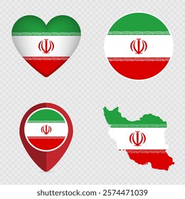 Iran Flag Icons Pack. Vector illustration.
