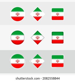 Iran flag icons set, vector flag of Iran. Three versions of icon.