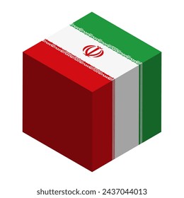 Iran flag - isometric 3D cube isolated on white background. Vector object.