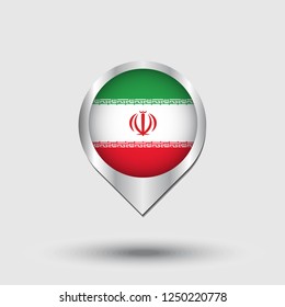 Iran flag map pointer with shadow. Vector illustration