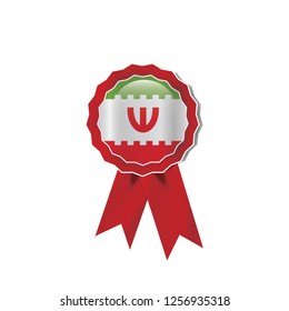 Iran flag medal vector design.  Realistic 3D red color